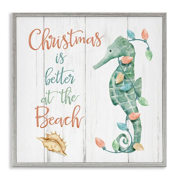 Stupell Industries Christmas Better At Beach by Deane Beesley 1 Piece Framed Graphic Print Animal Poster Art Print 24 in. x 24 in.
