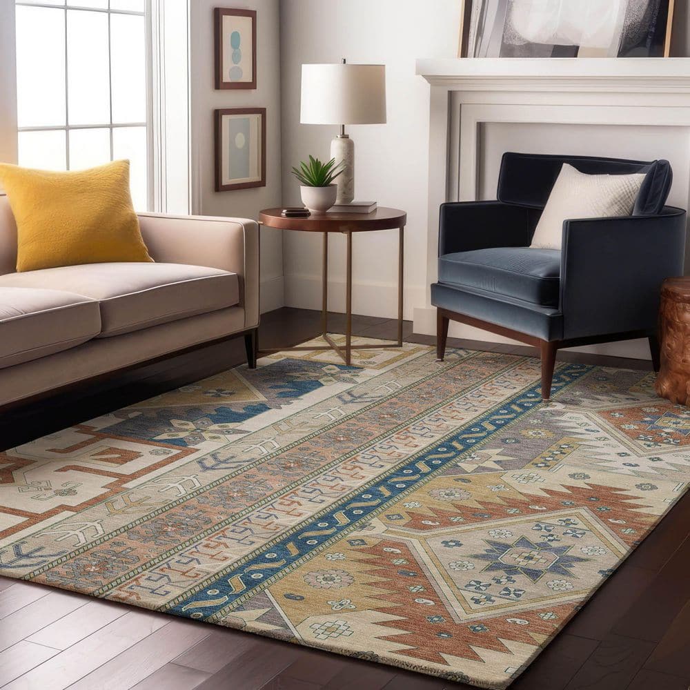 Mayfield Premium Machine Washable Abstract AMF1015 Ivory 9 ft. x 12 ft. Area Rug price history on PriceWatchPro