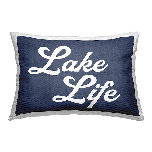 Stupell Industries Blue Lake Life Blue Rectangular Outdoor Throw Pillow