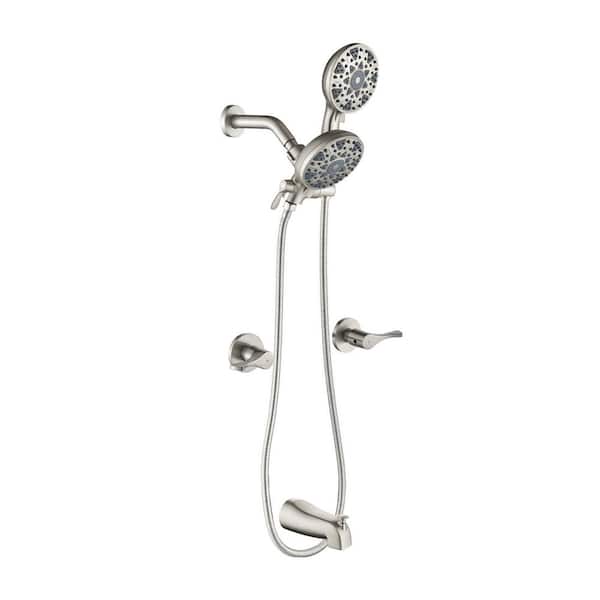 Rain 2-Handle 5-Spray Tub Shower Faucet 1.8 GPM with Pressure Balance in Brushed Nickel (Valve Included)