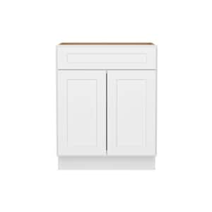 Easy-DIY 27 in. W x 24 in. D x 34.5 in. H Ready to Assemble Drawer Base Kitchen Cabinet in Shaker White with 2-Doors