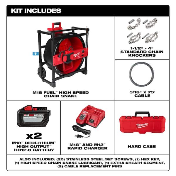 Milwaukee M18 18V Lithium-Ion Cordless High Speed Drain Cleaner