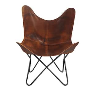Relax Brown Leather Butterfly Chair