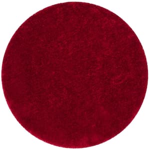 Luxe Shag Red 6 ft. x 6 ft. Round Solid Area Rug