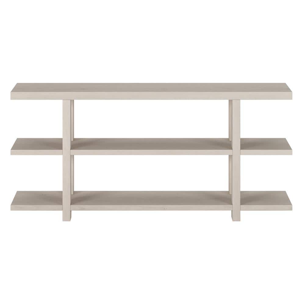 Alder White 64" Rectangular Console Table with Storage Shelves