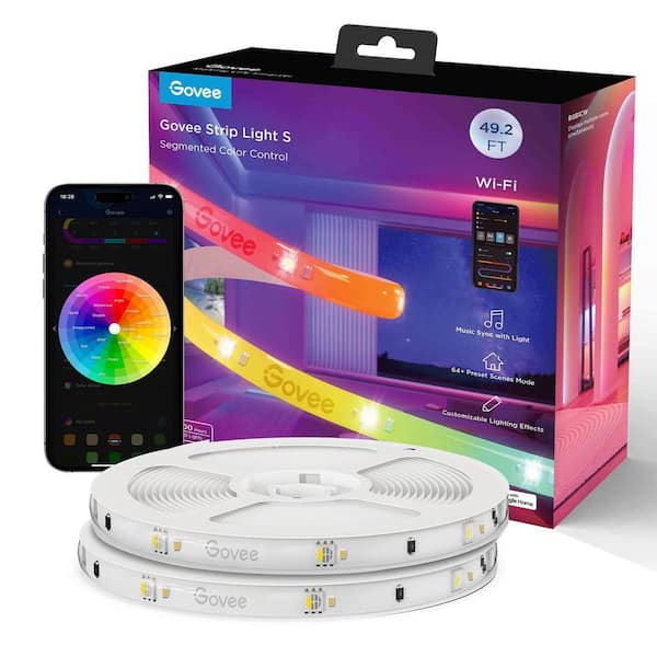 RGBICW 49.2 ft. Smart Plug-in Dimmable Uncuttable Color-Changing Integrated LED Strip Light (1-Pack)