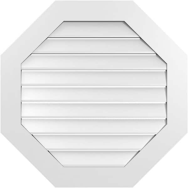 32 in. x 32 in. Octagonal Surface Mount PVC Gable Vent: Functional with Standard Frame