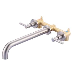 2-Handle Wall Mounted Roman Tub Faucet with High Flow Rate in Brushed Nickel