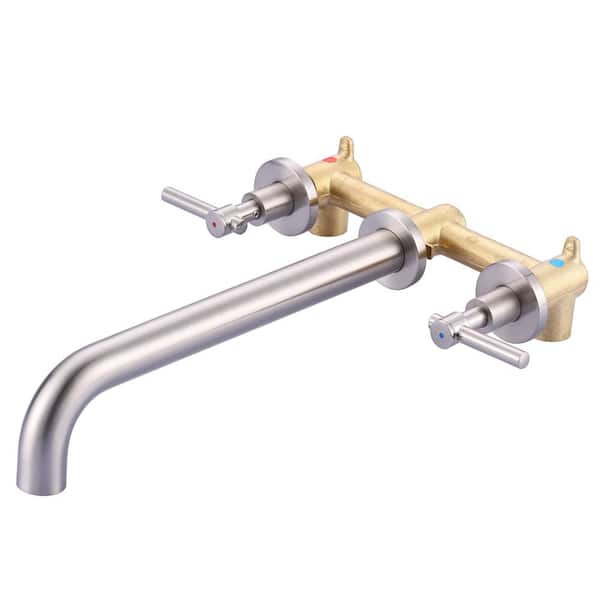 ARCORA 2-Handle Wall Mounted Roman Tub Faucet with High Flow Rate in Brushed Nickel