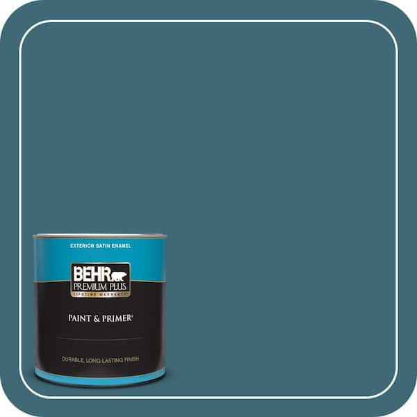 BEHR PREMIUM PLUS 1 qt. #PMD-45 Teal Mosaic Satin Enamel Exterior Paint & Primer