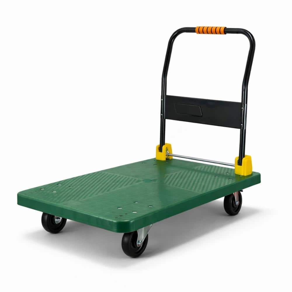 880 lbs. Load Capacity Heavy Duty Foldable Industrial Platform Cart, Push Dolly with 360° Swivel TPR Wheels & Brakes price history on PriceWatchPro
