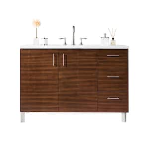 Metropolitan 48 in. W x 23.5 in.D x 33.8 in. H Single Vanity in American Walnut with Solid Surface Top in Arctic Fall