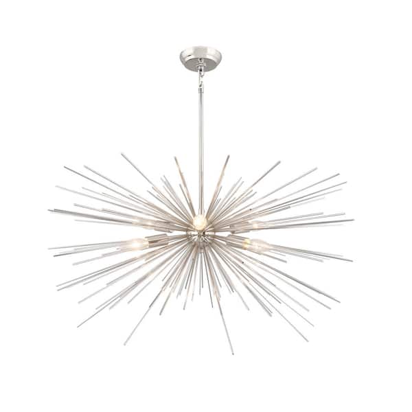 Unbranded 6-Light Nickel Sputnik Chandelier with no Bulbs Included