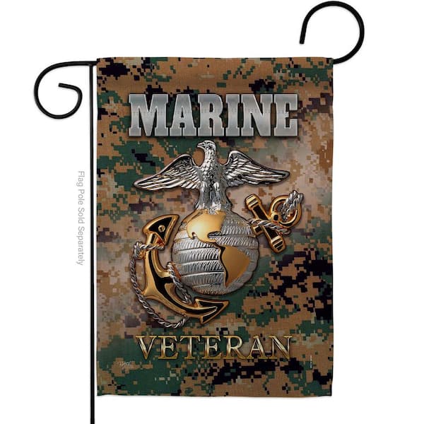 Breeze Decor 13 in. x 18.5 in. US Marine Veteran Garden Double-Sided Armed Forces Decorative Vertical Flags