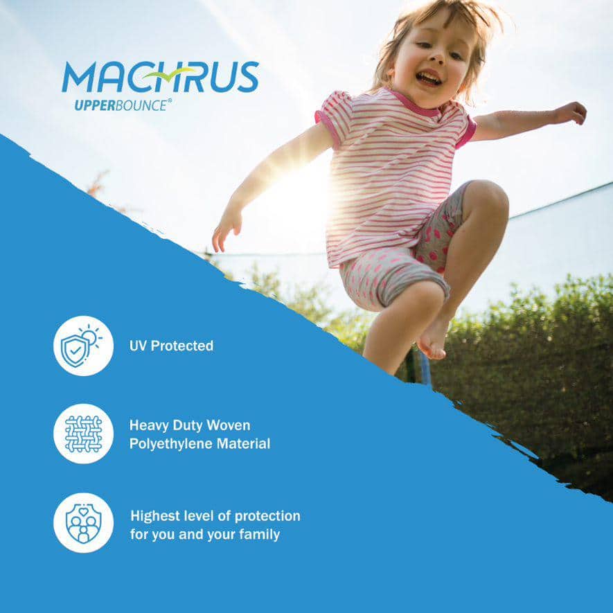 Machrus 14 ft Blue and Black Trampoline Safety Enclosure Set with Net and Poles