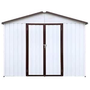 8 ft. W x 6 ft. D Metal Garden Sheds for Outdoor Storage with Double Door in White and Coffee (48 sq. ft.)