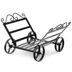 20 in. W Firewood Rack Decorative Rustproof Steel Fireplace Log Holder with Wheels