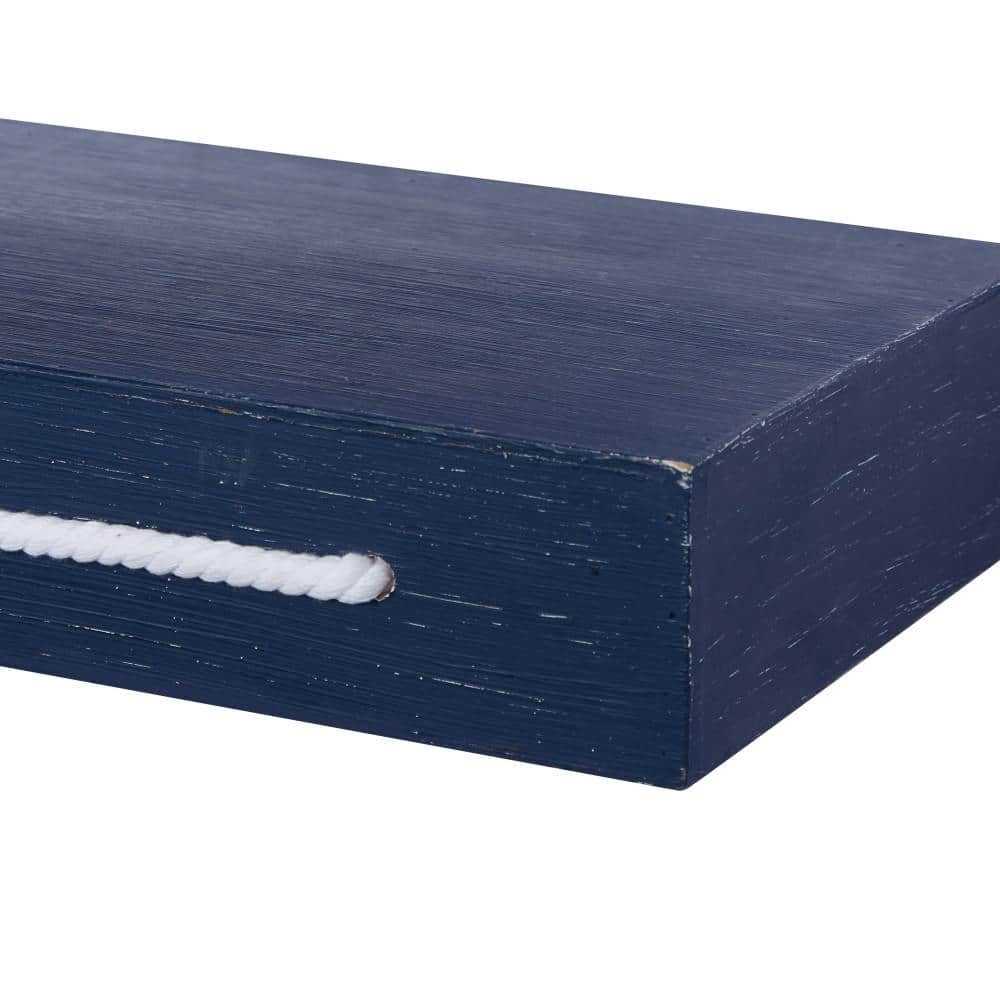 Coastal Breeze White and Blue Knotted Rope Wall Shelf Set of 3