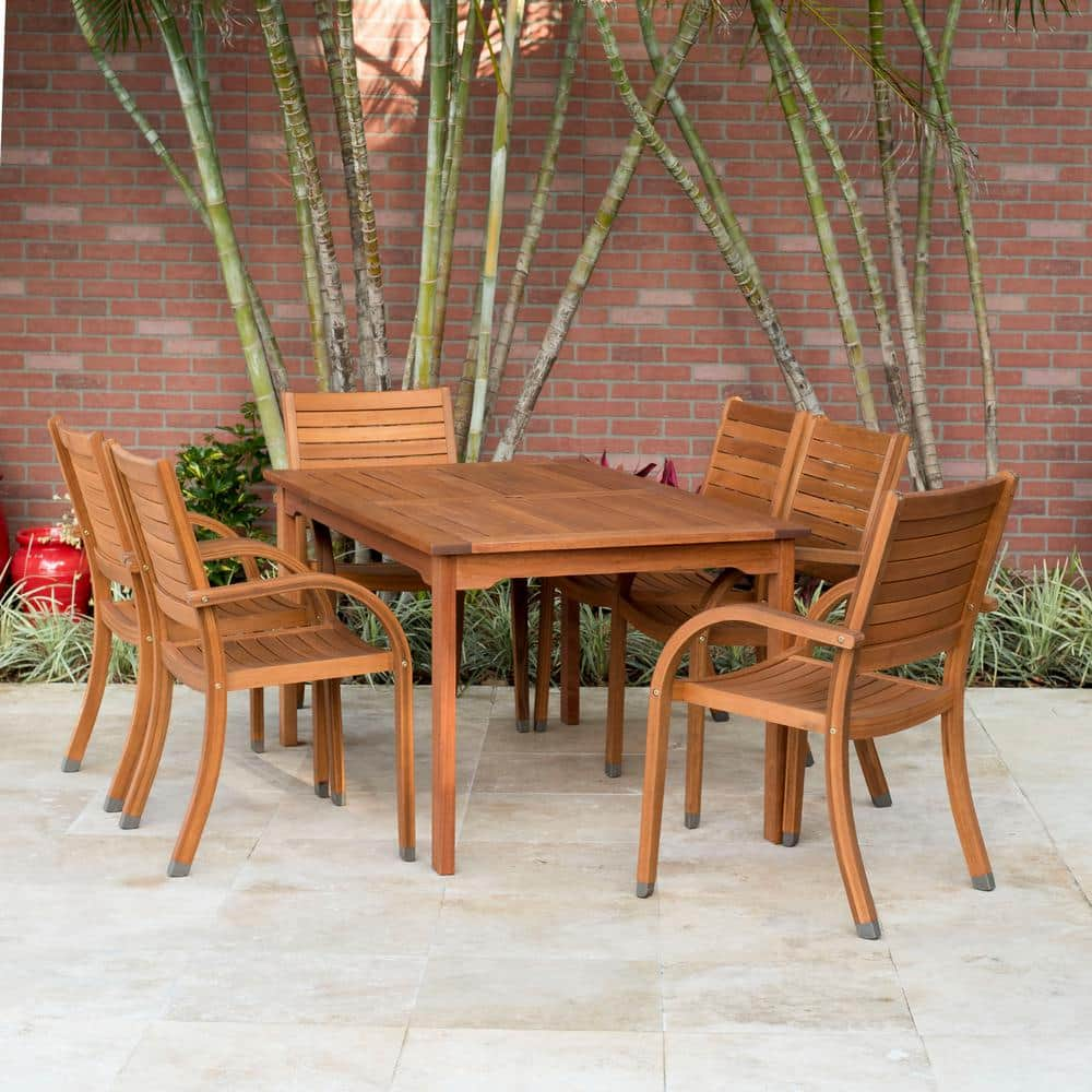 Amazonia Arizona Eucalyptus Wood 7Piece Rectangular Patio Dining Set