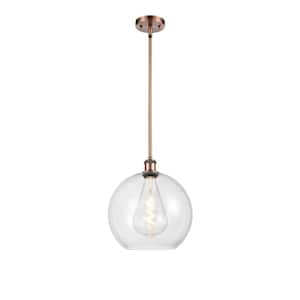 Athens 60-Watt 1 Light Antique Copper Shaded Mini Pendant Light with Clear glass Clear Glass Shade