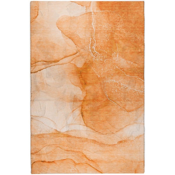 Dream Shag Premium Machine Washable Abstract ADS507 Orange 5 ft. x 7 ft. 6 in. Area Rug