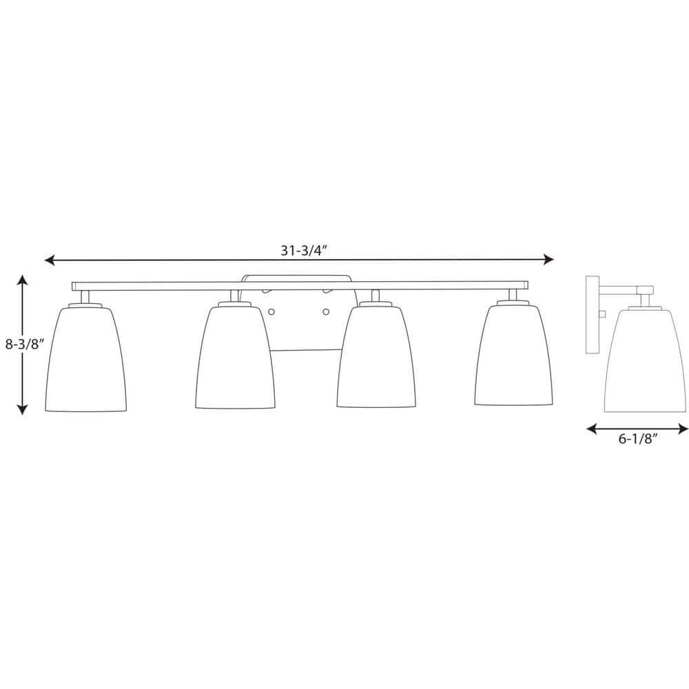 Brushed Nickel 4-Light Vanity Fixture with Etched Glass Shades