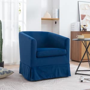 Ergonomic Blue Fabric Upholstered 360° Swivel Accent Chair Armchair Barrel Chair Sofa for Living Room Bedroom