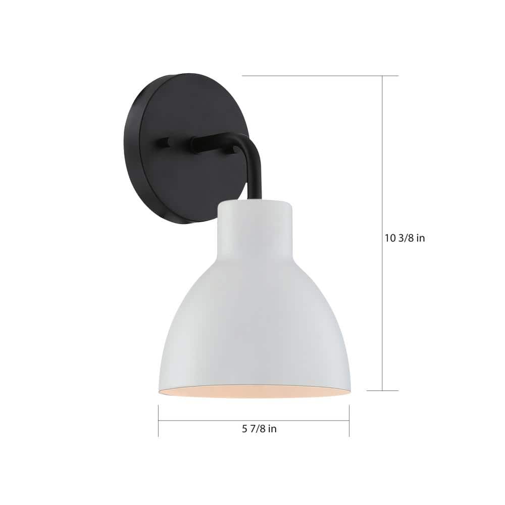 Matte Black and White Dimmable Vanity Sconce