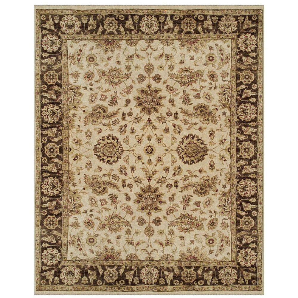 Ivory and Gold Hand-Knotted Wool Oriental Area Rug, 8' x 10'
