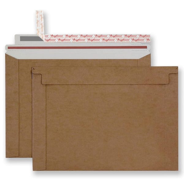 30 Pack 9.5 x 12.5 in. Brown Self Seal Stay Flat Rigid Mailers Heavy Duty No Bend Cardboard Kraft Document Mailers