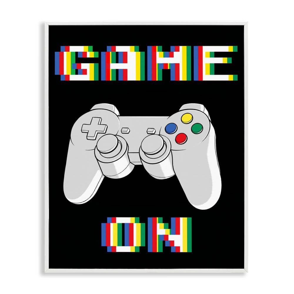 Colorful Digital Game On  White Framed Giclee Art, design by Marcus Prime