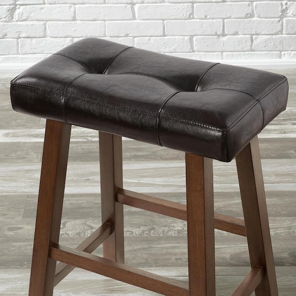 Stylewell Upholstered Counter Stool, Leather Saddle Seat Counter Stools