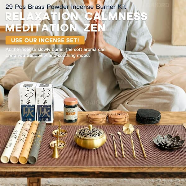 Afoxsos 29-Piece Brass Incense Burner Kit with Accessories for
