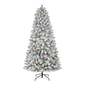 6.5 ft. Pre-Lit LED Festive Pine Flocked Artificial Christmas Tree