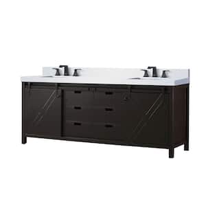 Marsyas 84 in W x 22 in D Brown Double Bath Vanity, Cultured Marble Countertop and Faucet Set