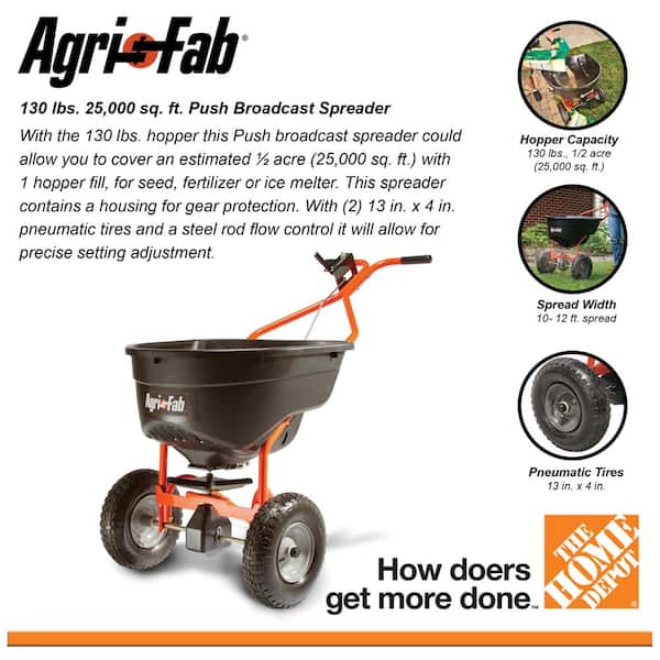 130 lbs. 25,000 sq. ft. Push Broadcast Spreader for Seed and Fertilizer