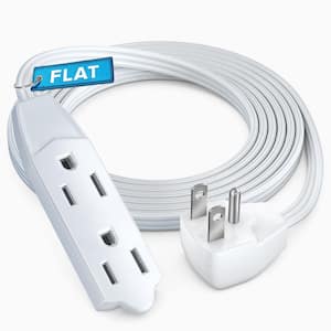 6 ft. 16/3 Light Duty Indoor Extension Cord Flat Plug Flat Wire 3-Outlet, 13Amps, White