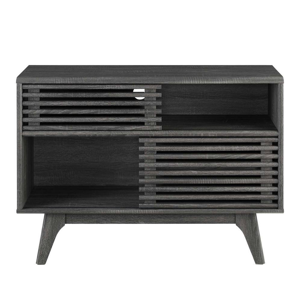 Charcoal Mid-Century Modern TV Stand with Cabinet