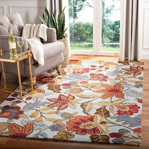 Blossom Blue/Multi 4 ft. x 6 ft. Solid Floral Area Rug