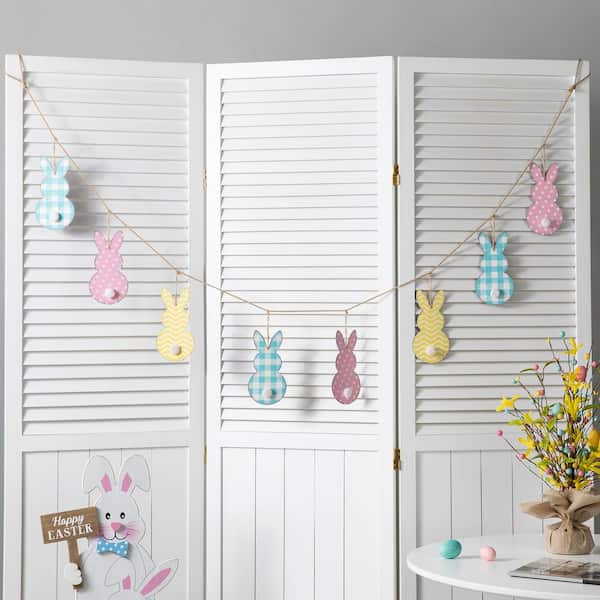 Glitzhome 72 in. L x 6.69 in. H Metal Easter Bunny Garland