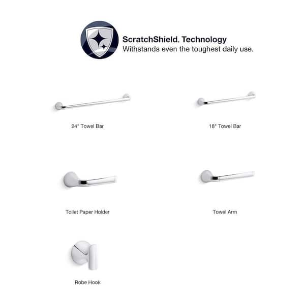 KOHLER Cursiva 24 in. Wall Mounted Towel Bar in Polished Chrome