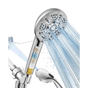 Superior 7-Spray Wall Mount Handheld Shower Head 1.8 GPM in Chrome with Water Softener Filters and Power Spray