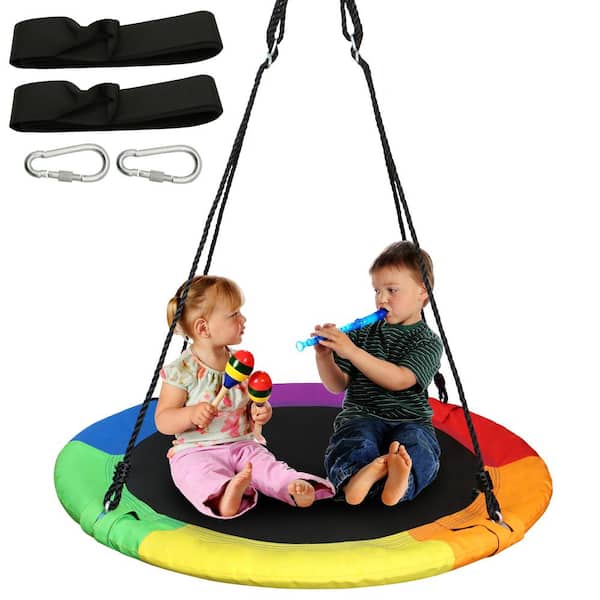PLAYBERG Round Net Tree Swing with Hanging Ropes