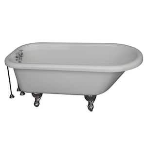 5 ft. Acrylic Ball and Claw Feet Roll Top Tub in White with Polished Chrome Accessories