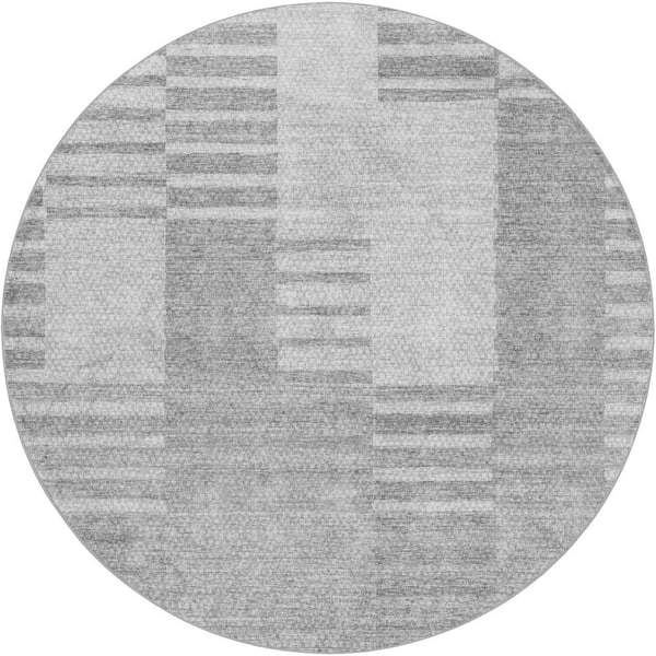 Dream Shag Premium Machine Washable Abstract ADS686 Silver 8 ft. x 10 ft. Area Rug