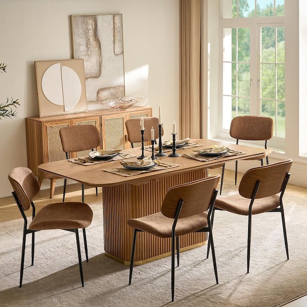 JAYDEN CREATION Cayetano Camel Modern Dinning Chair Set of 6 with