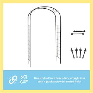 Elegant Handcrafted Monet Garden Arbor, 100 in. Tall Graphite Powder Coated Finish