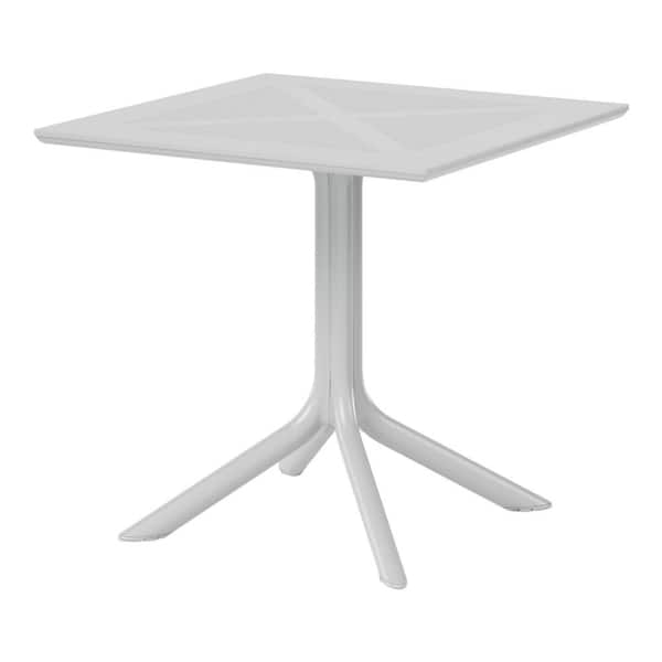 Frond and Form Modern Outdoor Patio Poly Plastic 31.5 in. Square Dining Table in Gray