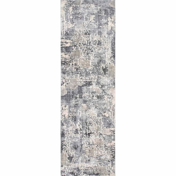 nuLOOM Levitan Silver 2 ft. 6 in. x 10 ft. Abstract Runner Rug