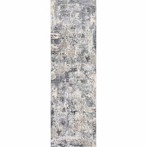 Levitan Silver 2 ft. 6 in. x 6 ft. Abstract Runner Rug